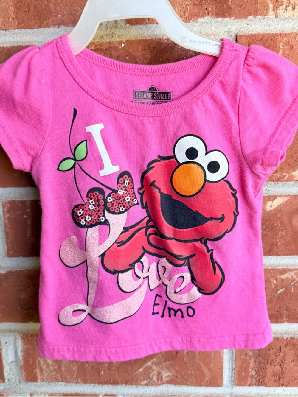 Y2K sesame Street Elmo Pink Girls Tee